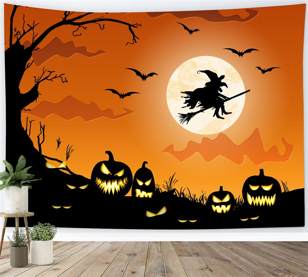 Halloween Dusk Evil Pumpkin Witch Backdrop RR7-504