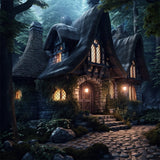 Spooky Forest Stone House Halloween Backdrop RR7-508