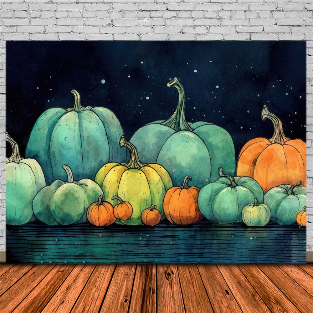 Halloween Watercolor Painting Pumpkins Backdrop RR7-509