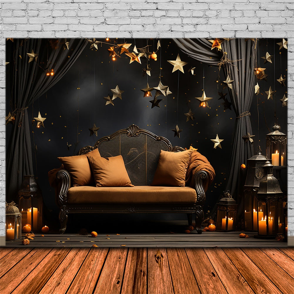 Dark Room Sofa Candles Halloween Backdrop RR7-511