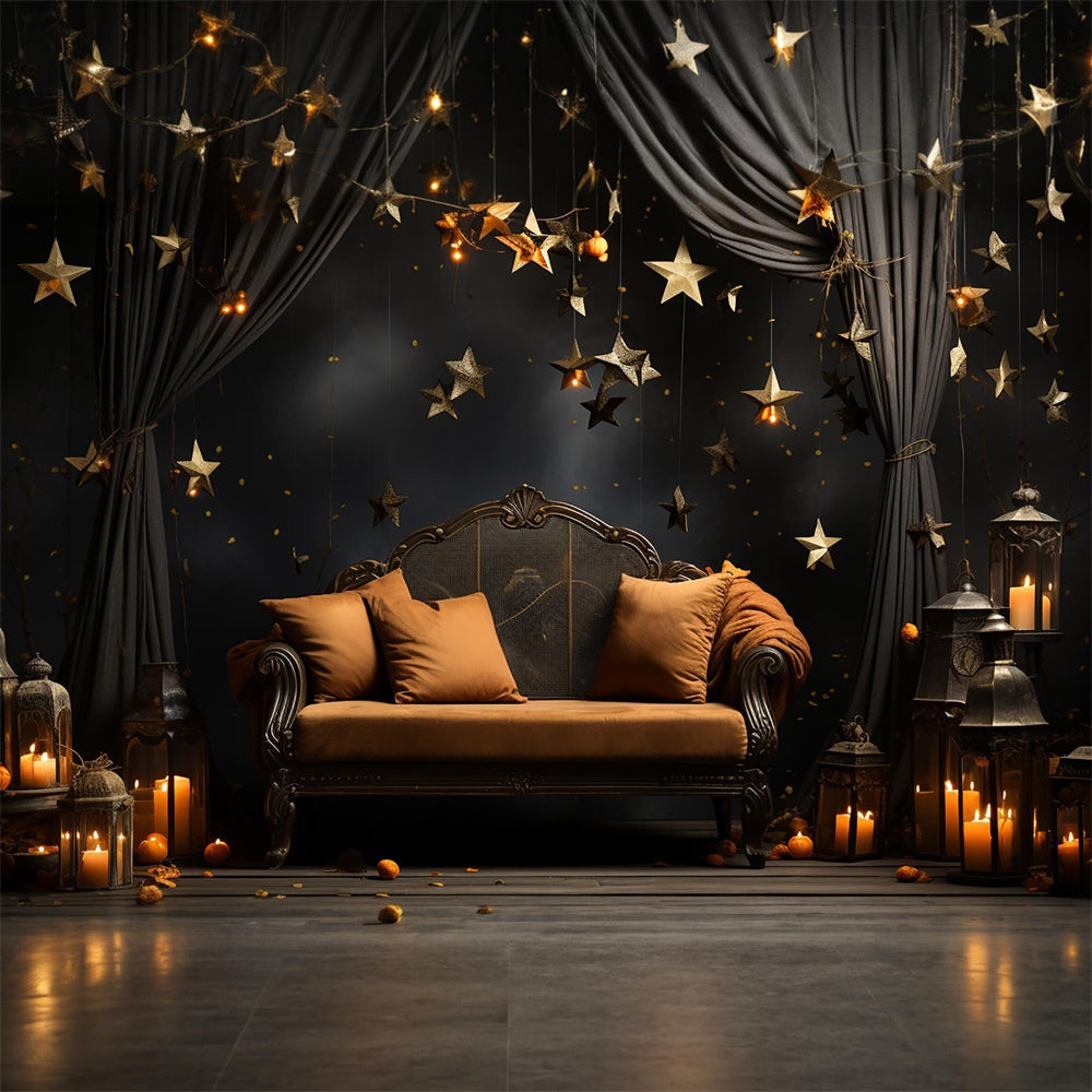 Dark Room Sofa Candles Halloween Backdrop RR7-511