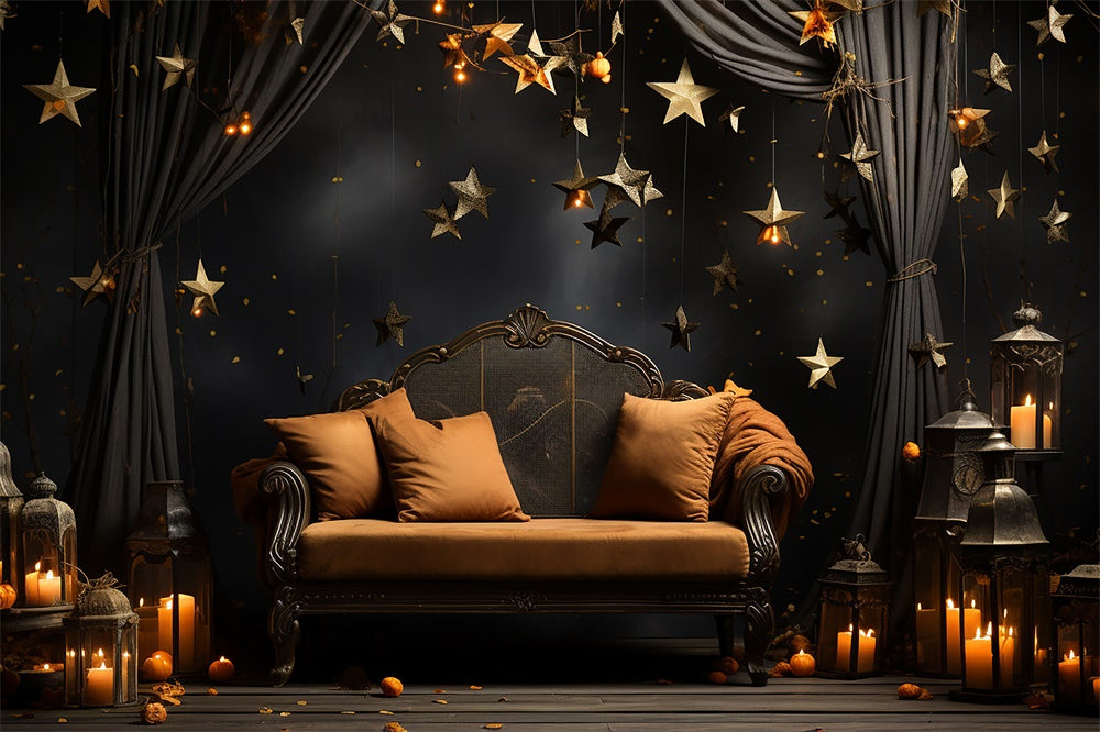 Dark Room Sofa Candles Halloween Backdrop RR7-511