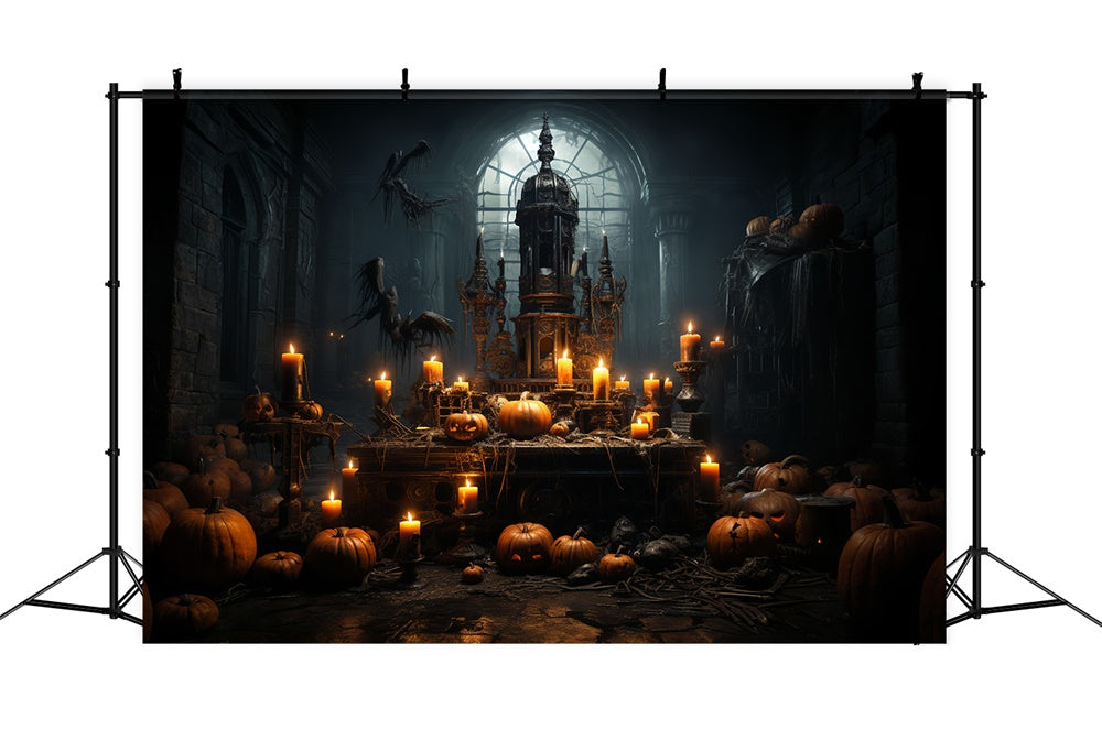 Halloween Dark Horror Room Candles Backdrop RR7-514