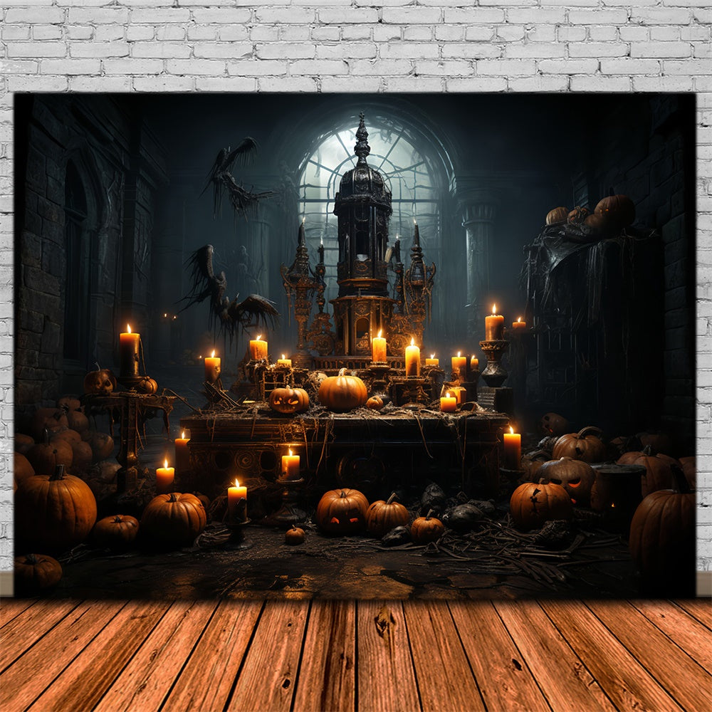 Halloween Dark Horror Room Candles Backdrop RR7-514