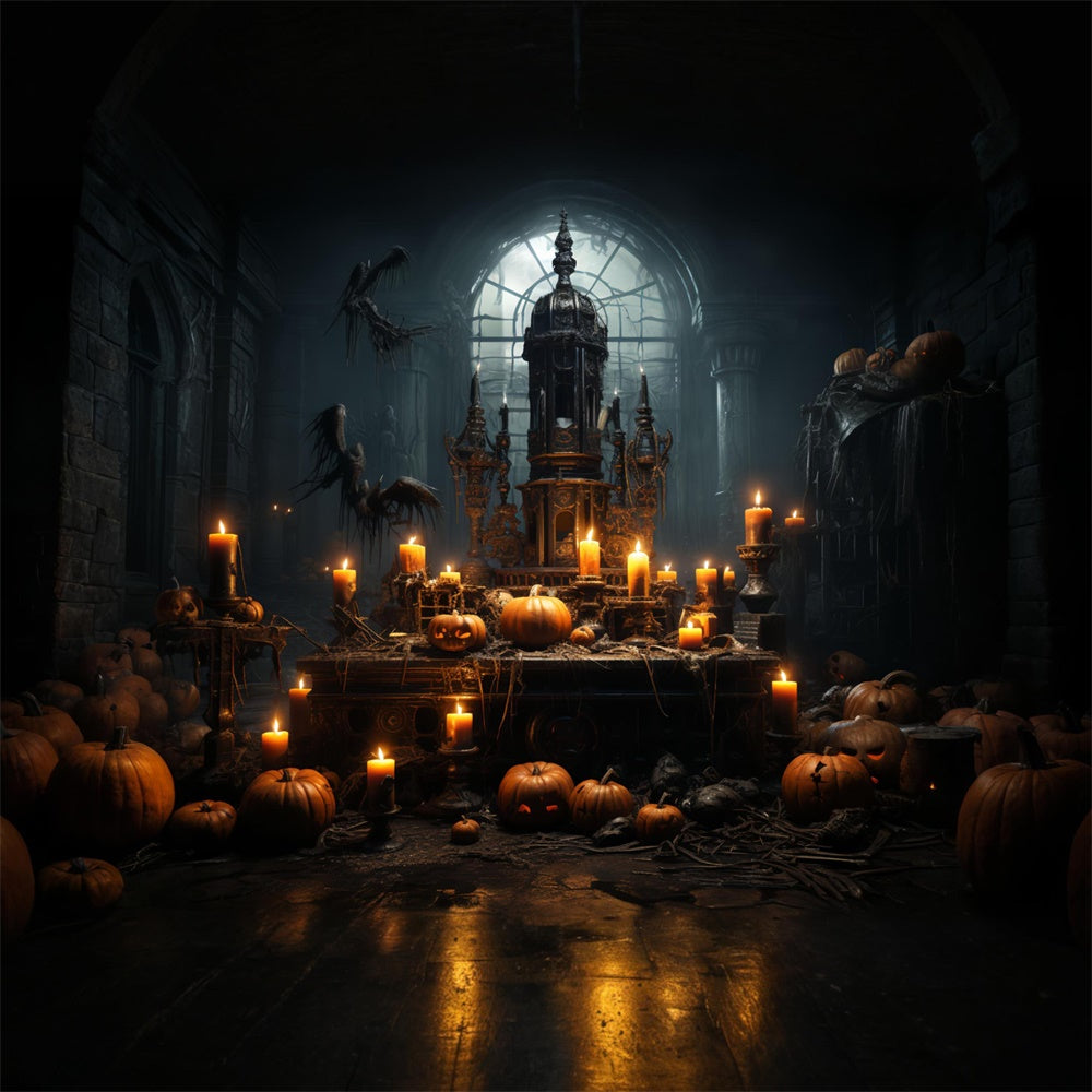 Halloween Dark Horror Room Candles Backdrop RR7-514