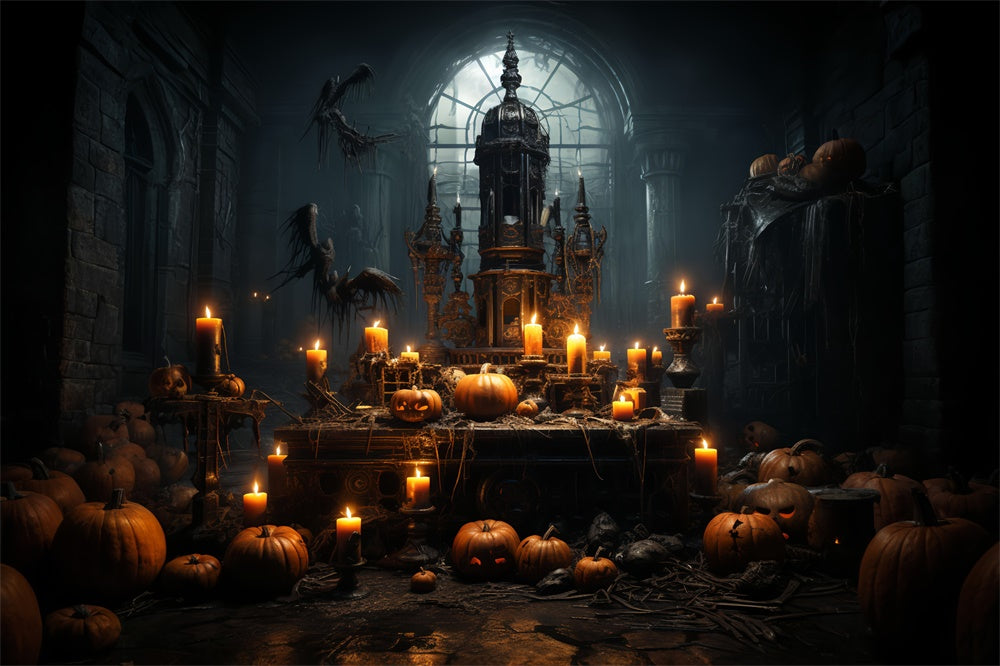 Halloween Dark Horror Room Candles Backdrop RR7-514