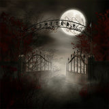 Foggy Cemetery Halloween Moon Night Backdrop RR7-515