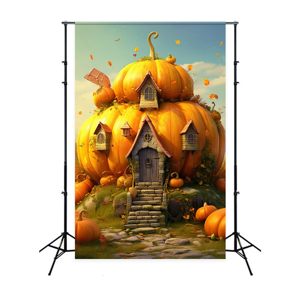 Pumpkin House Halloween Photography Backdrop RR7-516