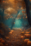 Halloween Maple Trees Path Pumpkin Backdrop RR7-518