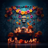 Halloween Scary Skull Flower Wall Candle Backdrop RR7-520