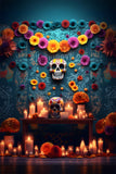 Halloween Scary Skull Flower Wall Candle Backdrop RR7-520