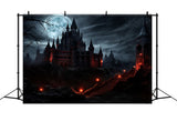 Halloween Moonlit Night Mysterious Castle Backdrop RR7-53