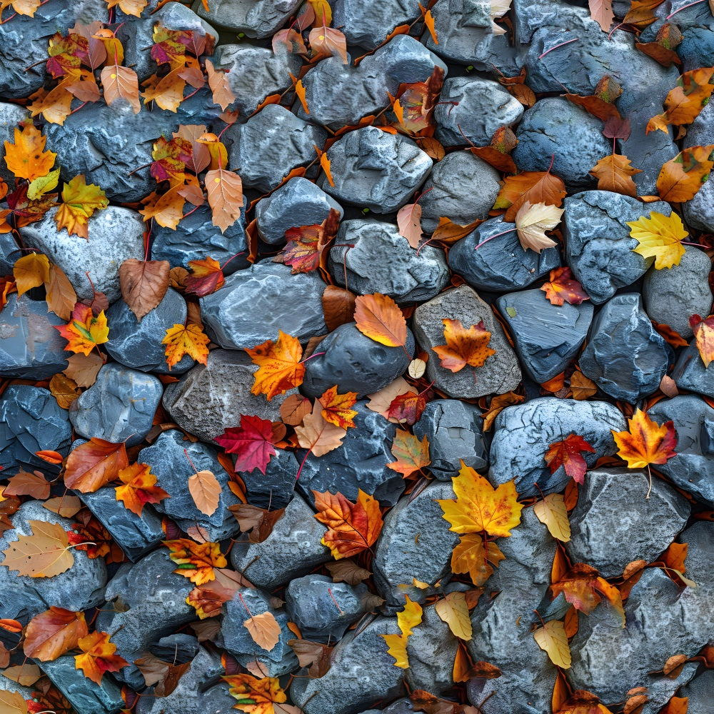 Maple Leaves Light Stones Floor Backdrop RR7-535