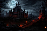 Halloween Moonlit Night Mysterious Castle Backdrop RR7-53