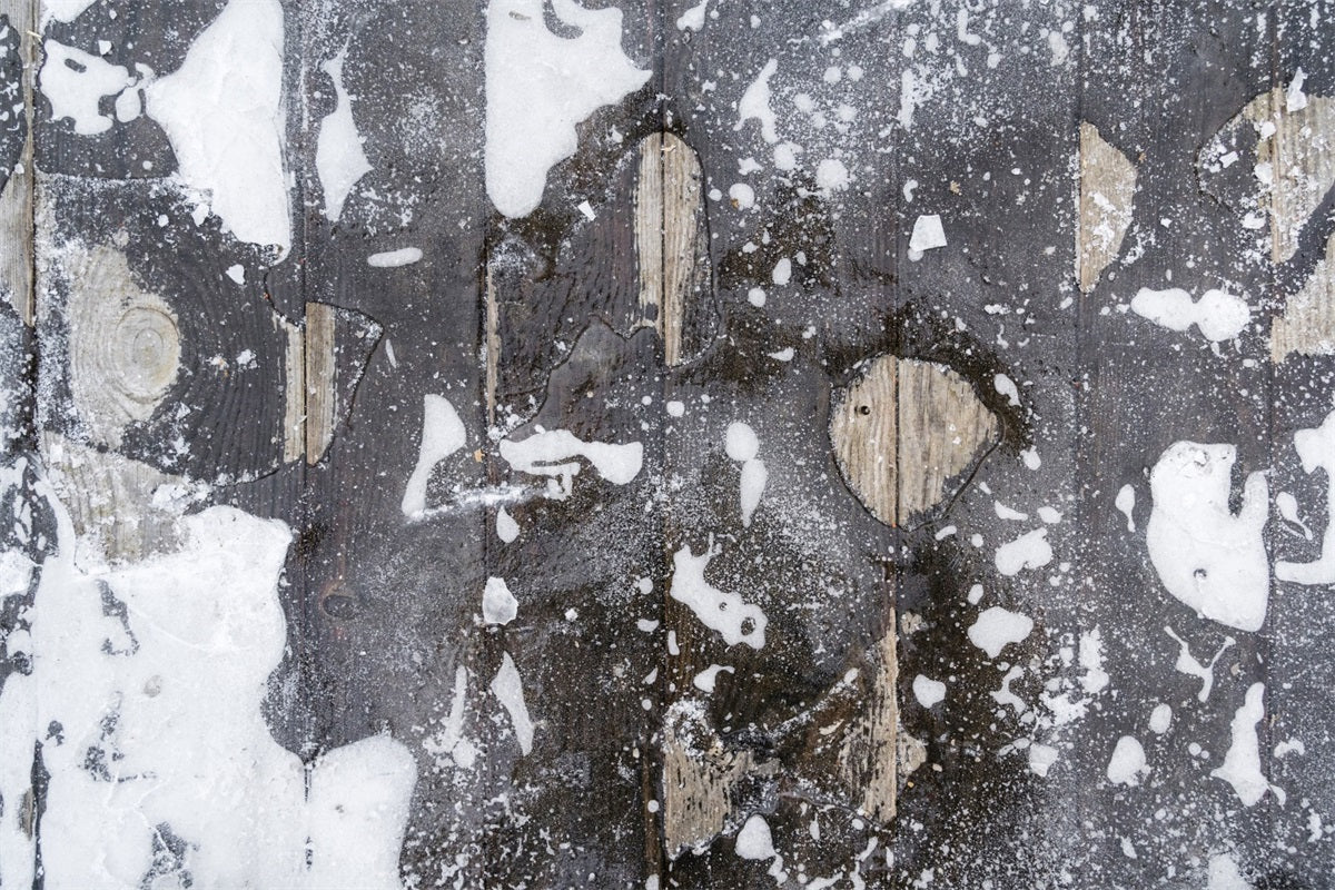 Worn Wooden Plank Snow Floor Backdrop RR7-544