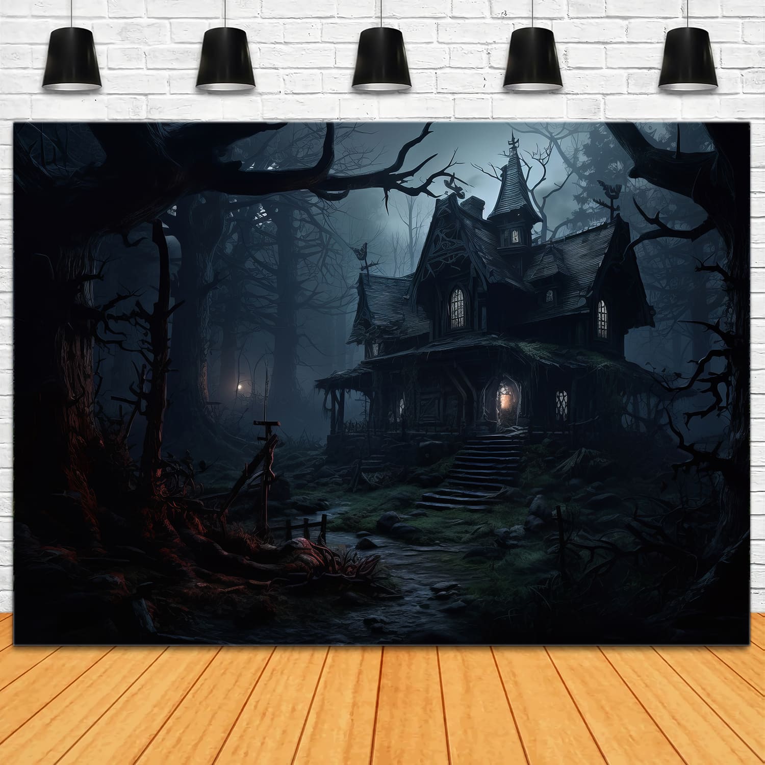 Horror Halloween Forest Haunted House Backdrop RR7-55