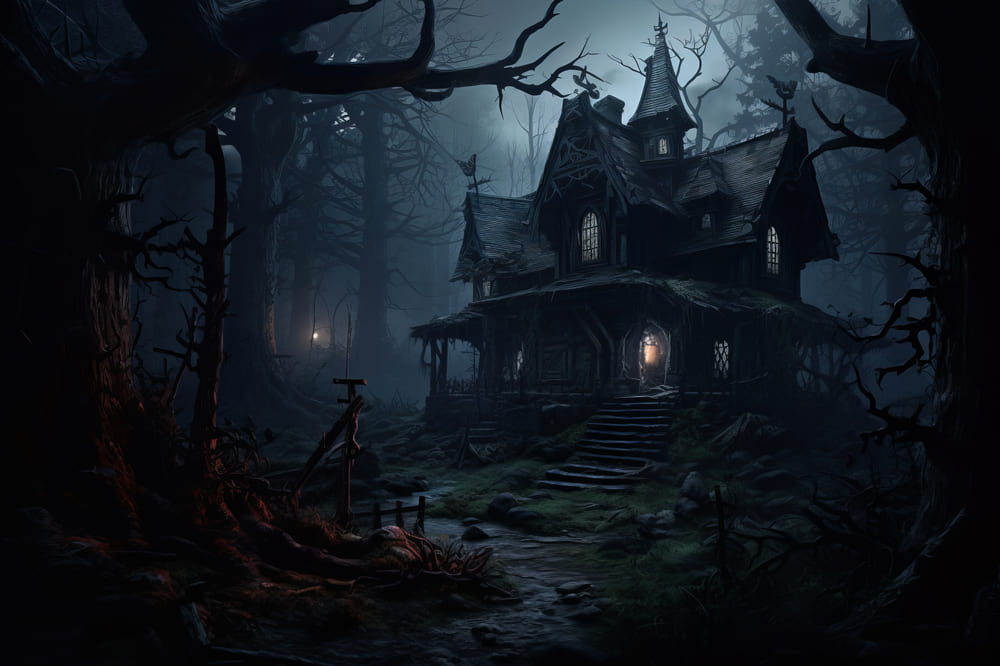 Horror Halloween Forest Haunted House Backdrop RR7-55