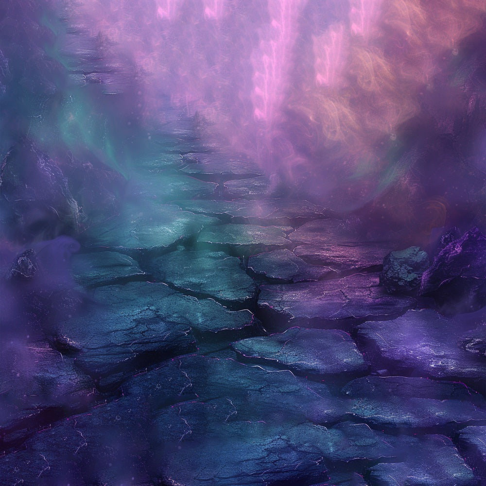 Mystical Twilight Stone Path Floor Backdrop RR7-556