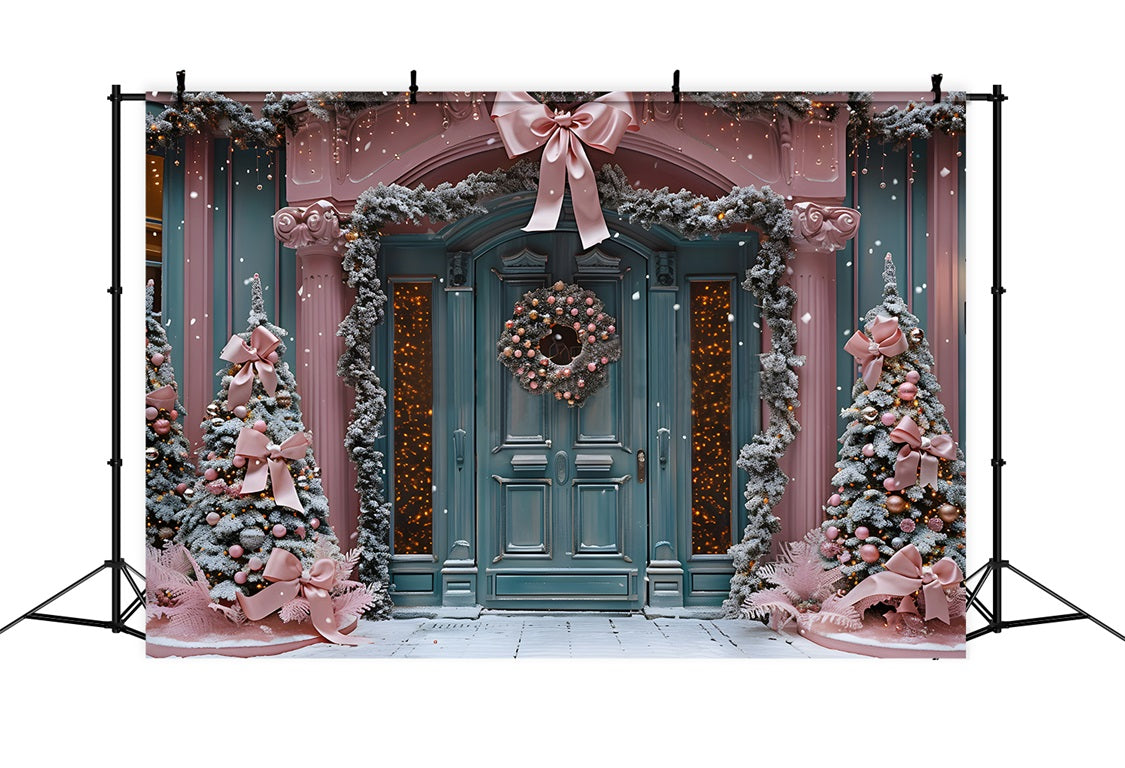 Christmas Pink Ribbon Winter Wonderland Backdrop RR7-567