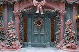 Christmas Pink Ribbon Winter Wonderland Backdrop RR7-567