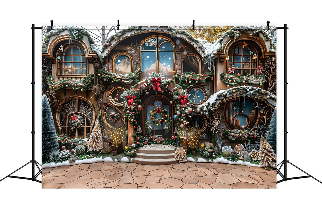 Christmas Rustic Cottage Wonderland Backdrop RR7-568