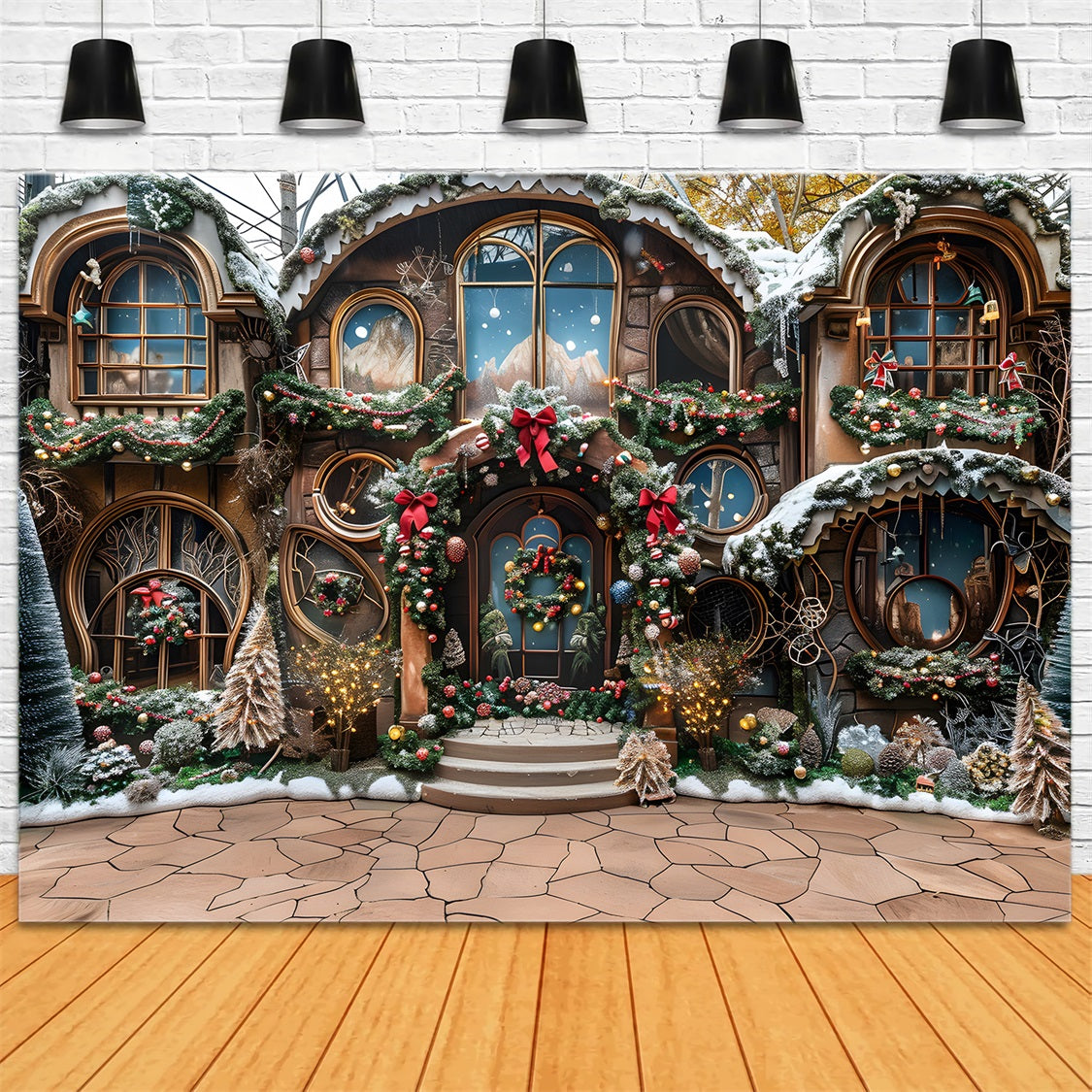 Christmas Rustic Cottage Wonderland Backdrop RR7-568