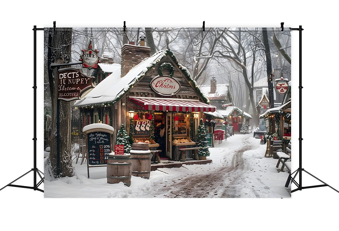 Christmas Cozy Village Market Backdrop RR7-570