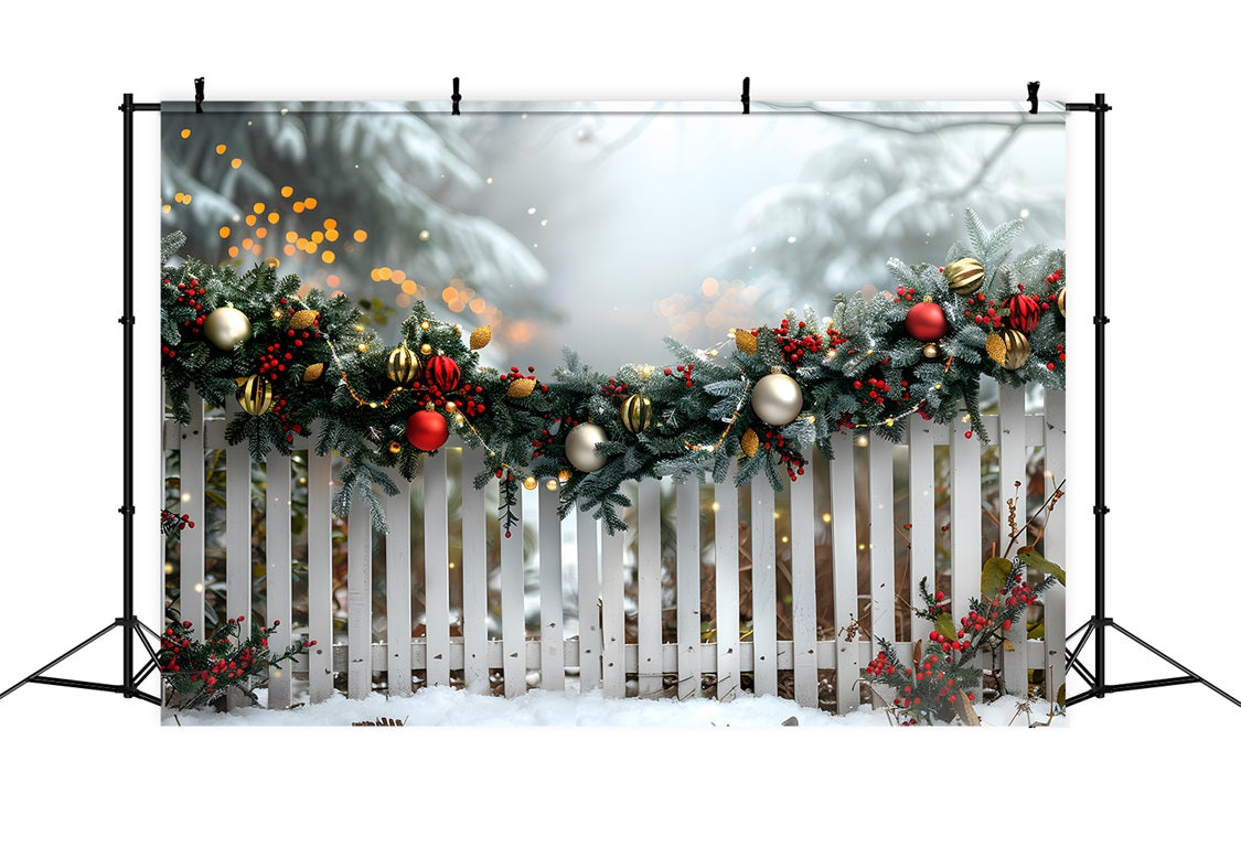 Christmas Festive Garland Fence Backdrop RR7-579