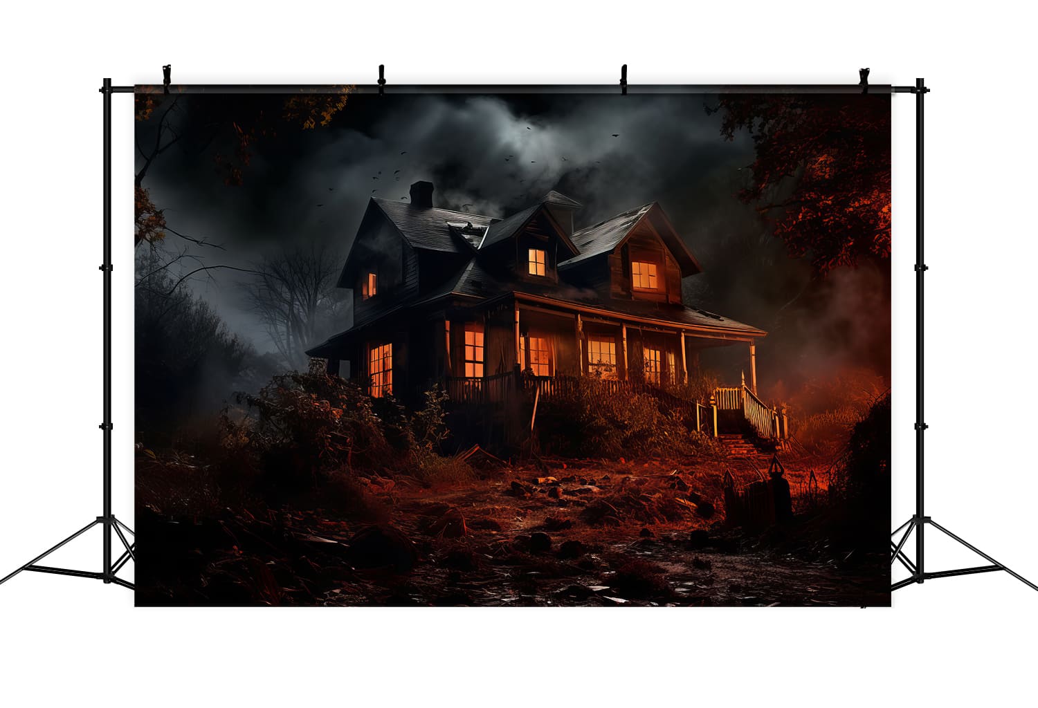 Haunted Houses Halloween Photography Backdrop RR7-58