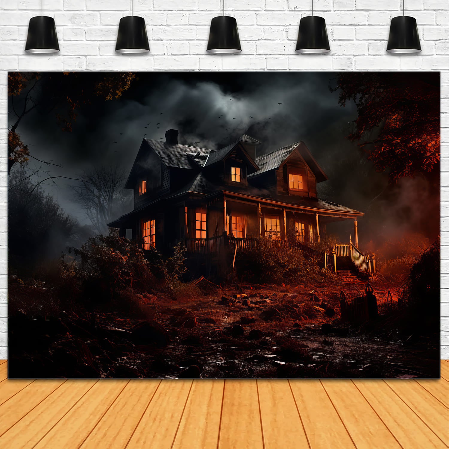 Haunted Houses Halloween Photography Backdrop RR7-58