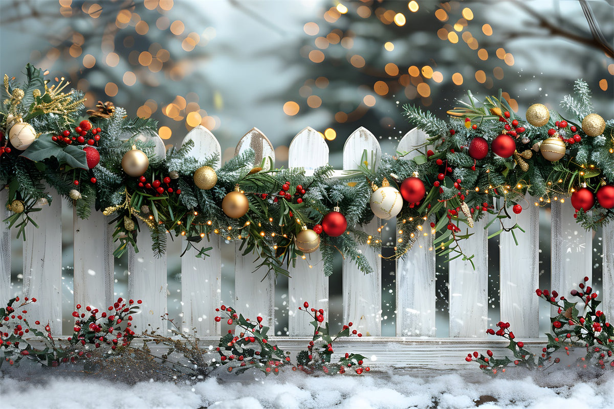 Christmas Joyful Garland Fence Backdrop RR7-580