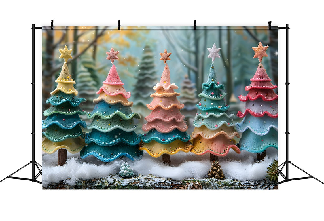 Christmas Whimsical Cookie Trees Backdrop RR7-581