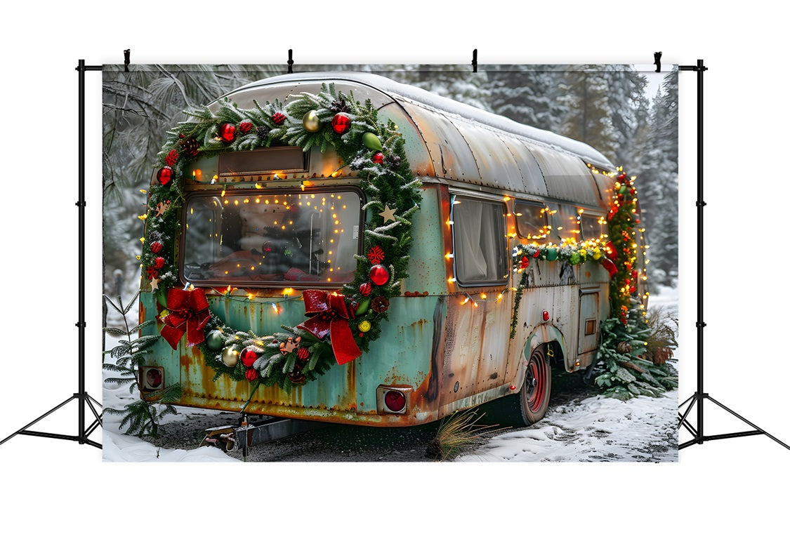 Christmas Vintage Holiday Trailer Backdrop RR7-583