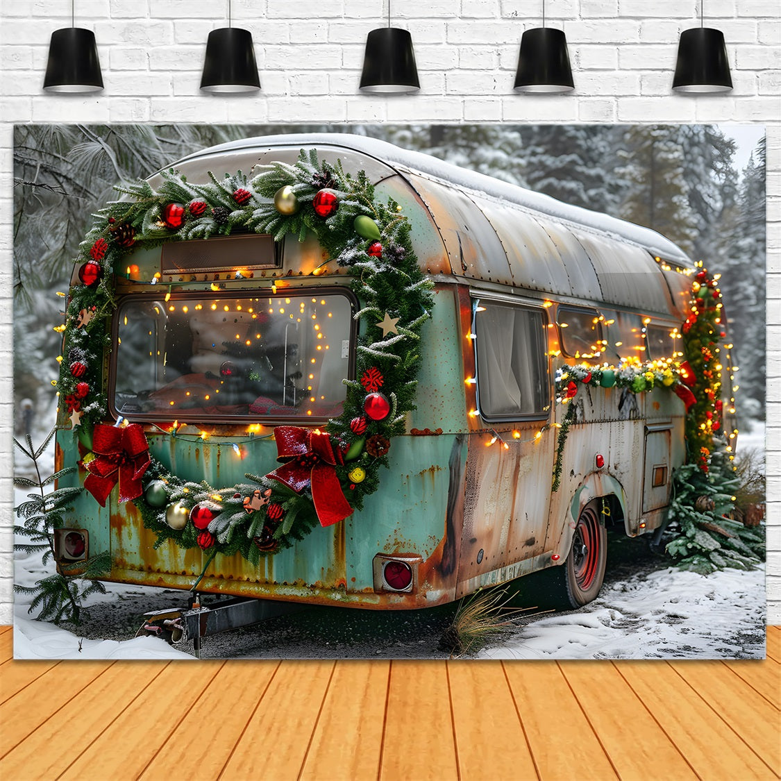 Christmas Vintage Holiday Trailer Backdrop RR7-583