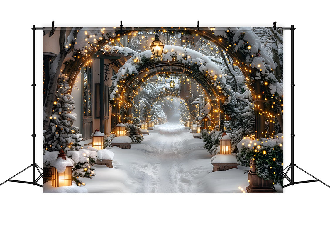 Christmas Illuminated Snowy Archway Backdrop RR7-585