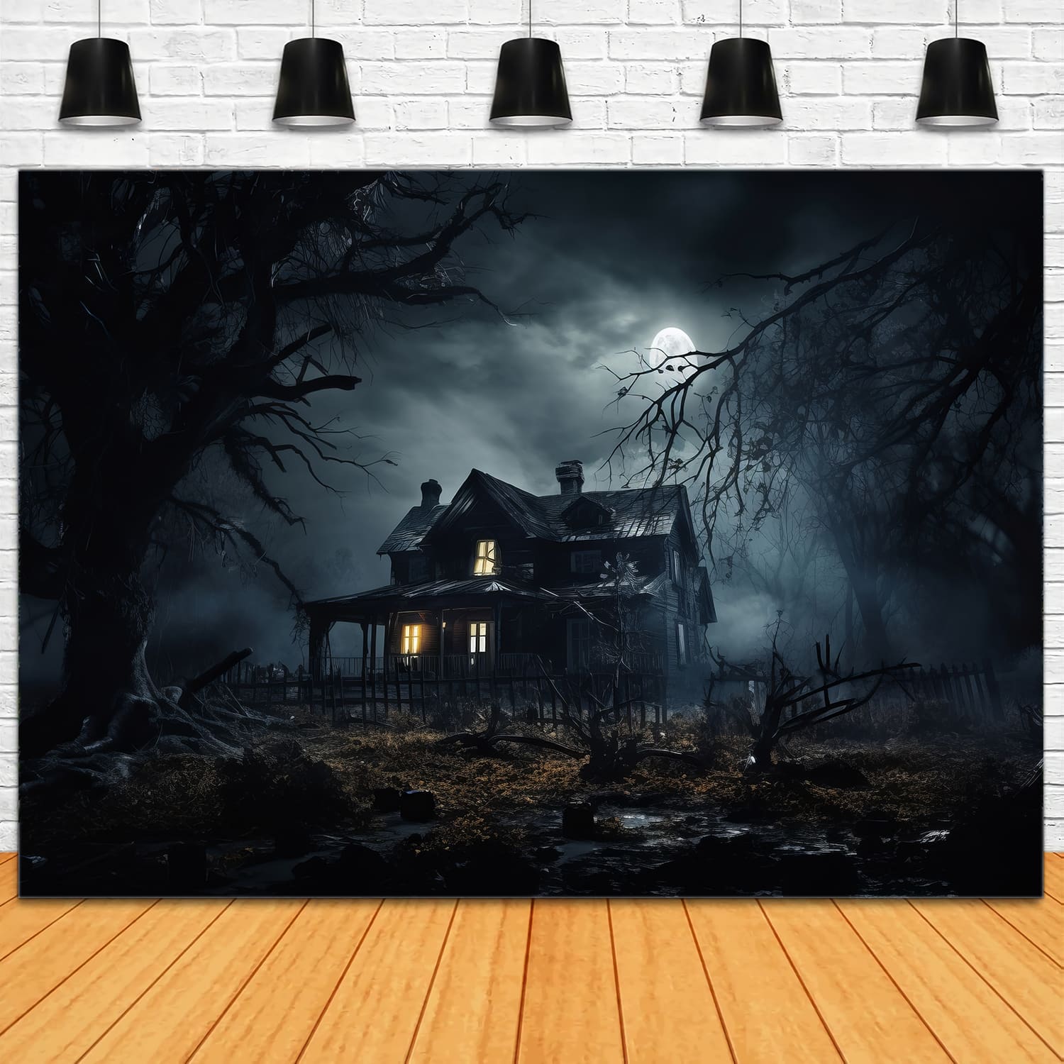 Halloween Dark Forest Cabin Photography Backdrop RR7-59