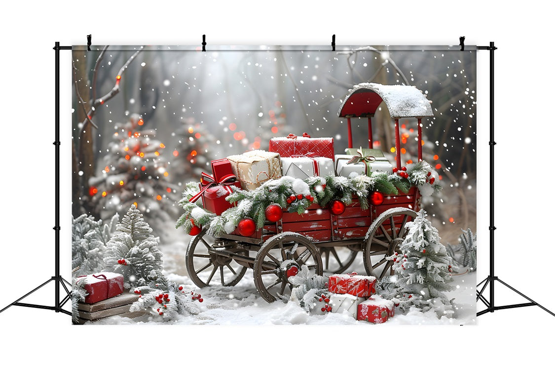 Christmas Festive Gift Cart Backdrop RR7-594