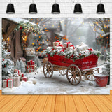 Christmas Festive Gift Cart Village Backdrop RR7-595