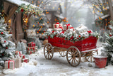 Christmas Festive Gift Cart Village Backdrop RR7-595