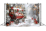 Christmas Festive Gift Wagon Wonderland Backdrop RR7-596