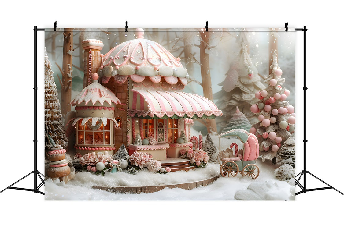 Christmas Whimsical Candy Cottage Backdrop RR7-598