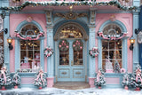 Christmas Pink Blue Festive Storefront Backdrop RR7-604