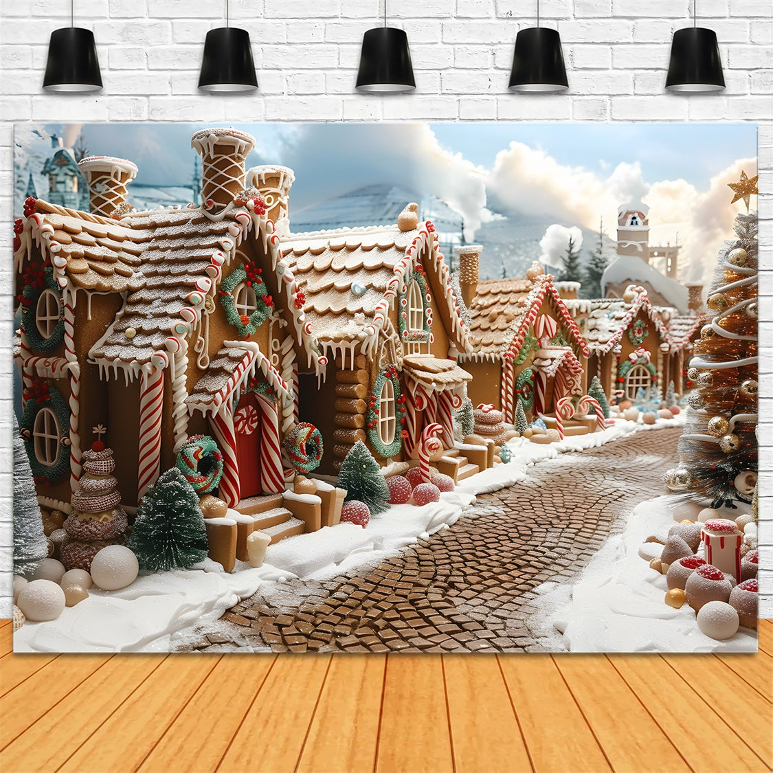 Christmas Gingerbread Village Wonderland Backdrop RR7-606