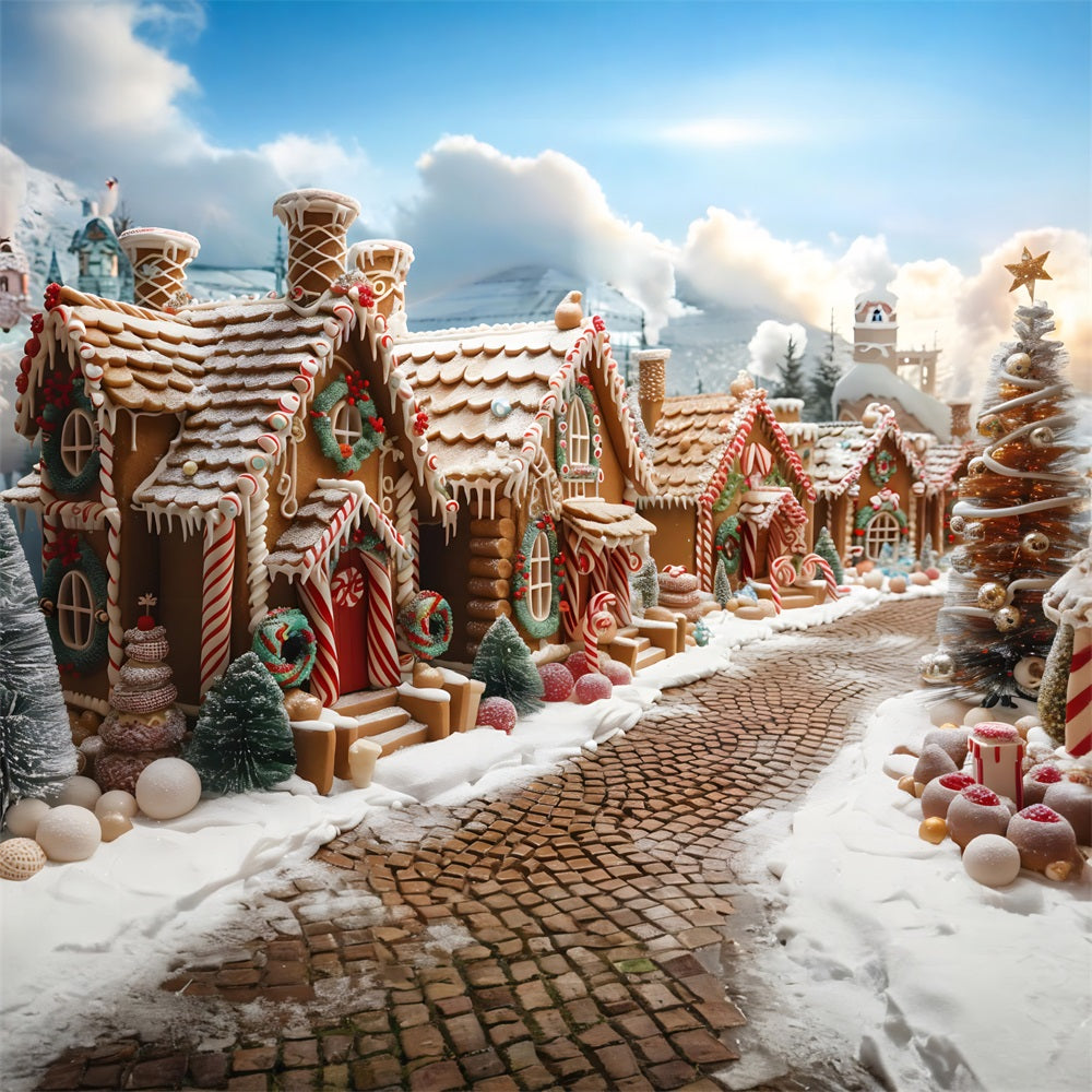 Christmas Gingerbread Village Wonderland Backdrop RR7-606