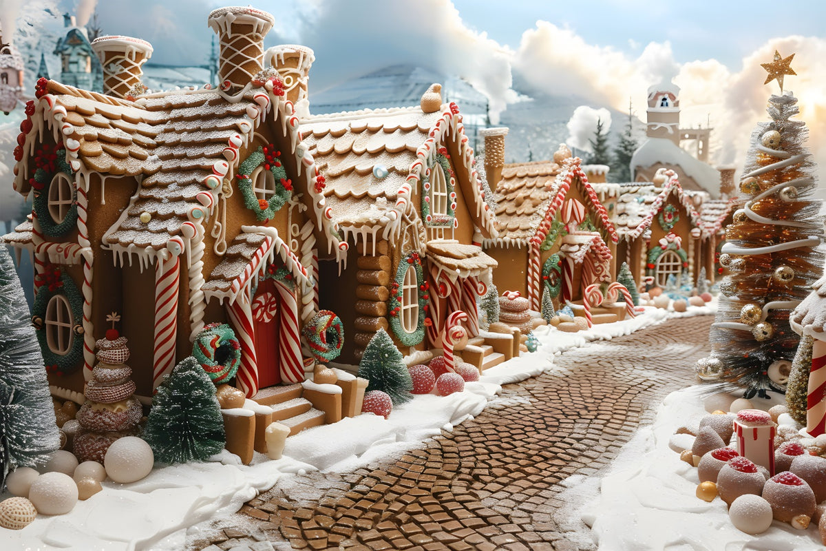 Christmas Gingerbread Village Wonderland Backdrop RR7-606