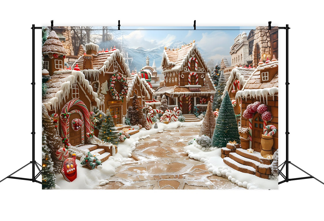 Christmas Gingerbread Village Enchantment Backdrop RR7-607