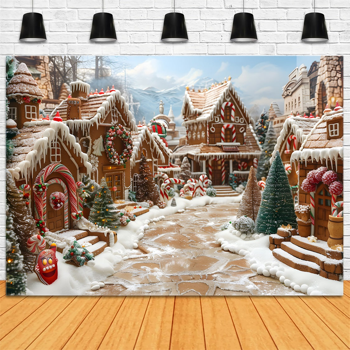 Christmas Gingerbread Village Enchantment Backdrop RR7-607