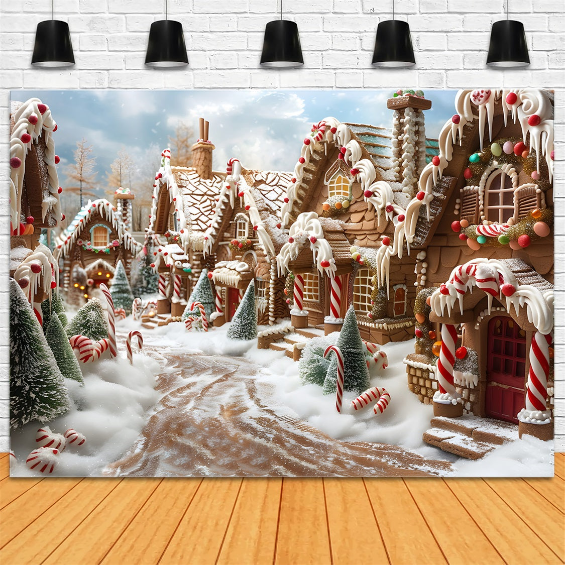 Christmas Gingerbread Candy Lane Backdrop RR7-608