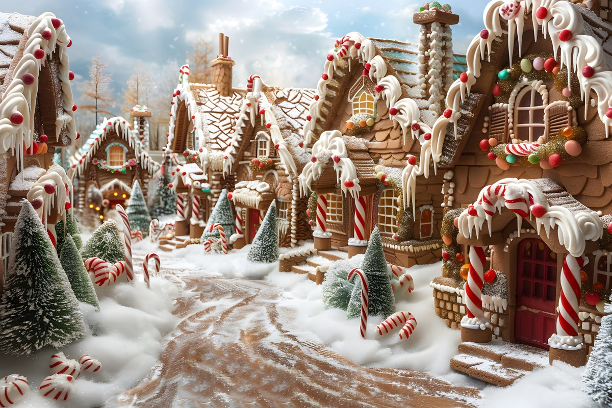 Christmas Gingerbread Candy Lane Backdrop RR7-608