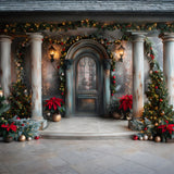 Christmas Elegant Columned Entrance Backdrop RR7-609